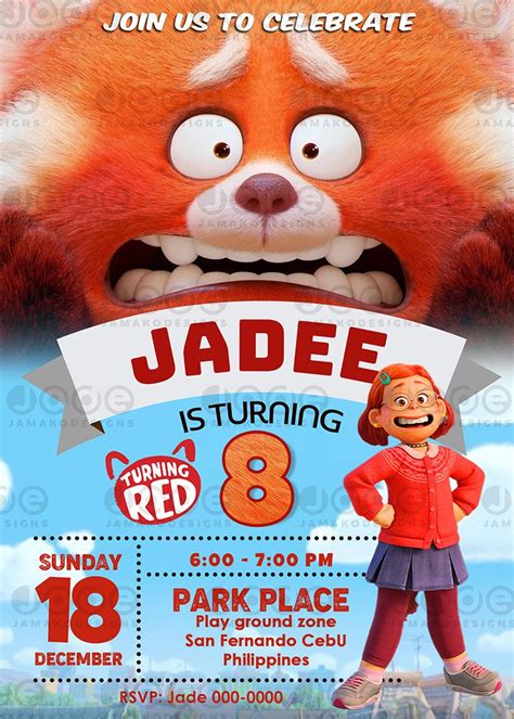 Turning Red Invitation Template .